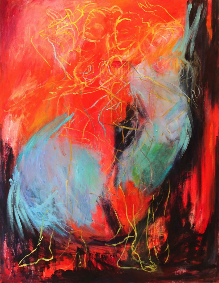 Punainen tanssi 1, Röd dans 1,  Red dance 1, Oil on Canvas, 116x150cm