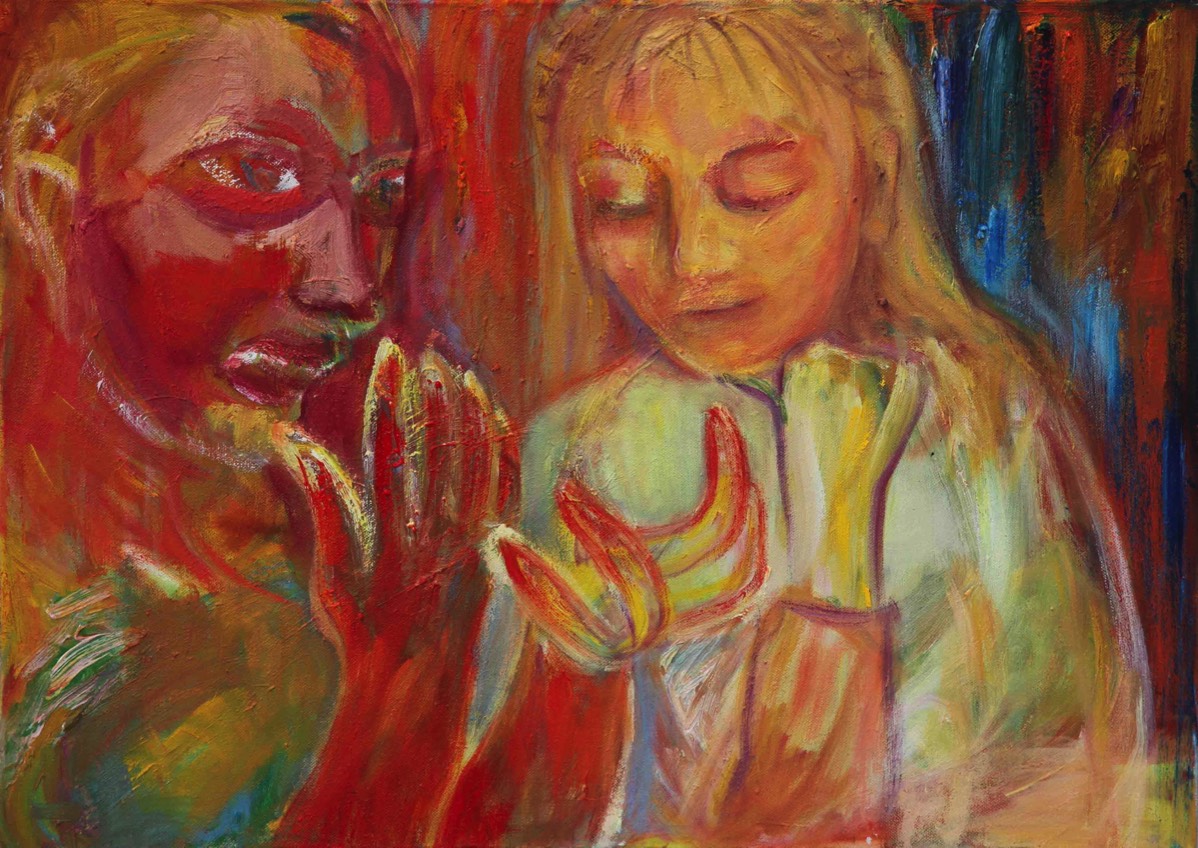 Att tiga, Vaijeta, Remain silent, Oil on Canvas, 90*60cm 