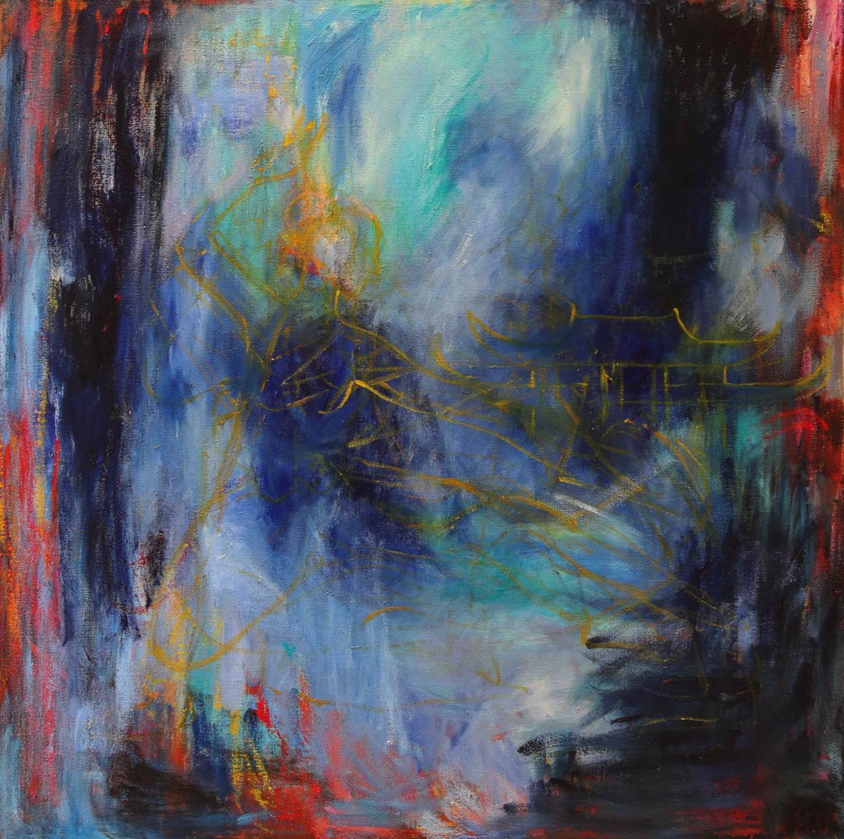 Sininen tanssi 1, Blå dans 1, Blue dance 1, Oil on Canvas, 116x116cm